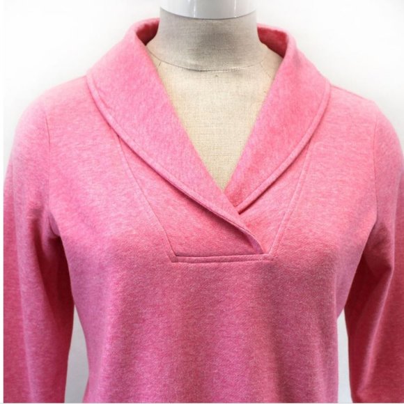 TALBOTS Plus Pink Heather FEATHERWEIGHT FLEECE WRAP NECK PULLOVER Top 3X - Picture 3 of 7